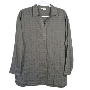 J Jill Collared Long Sleeve Cotton Tunic Medium